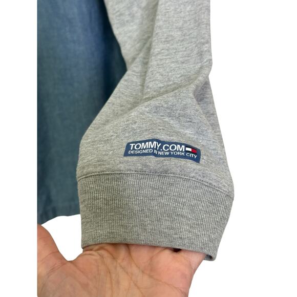 Tommy Hilfiger men blue denim faux overlay long sleeves shirt size XL - Picture 5 of 11